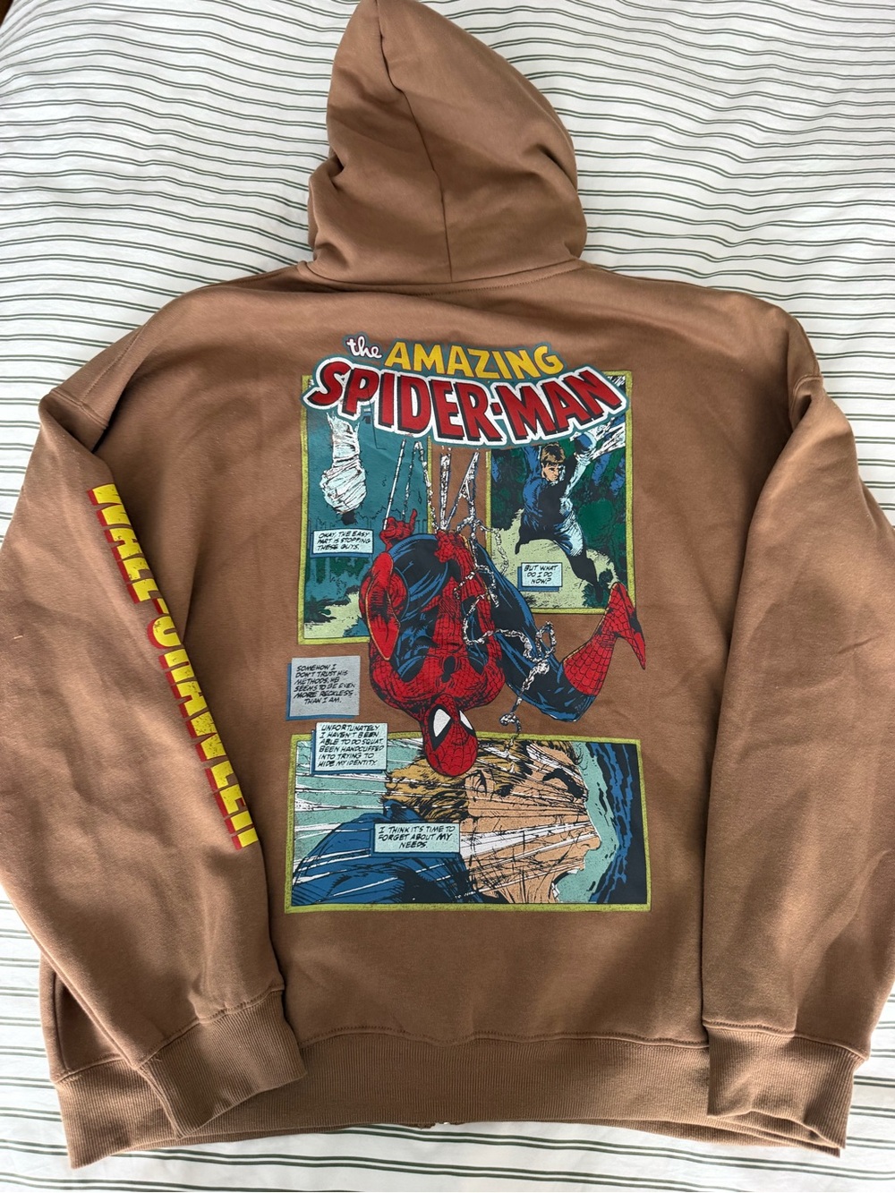 Marvel Brown Hoodie with Red & Yellow Spider-Man Graphic